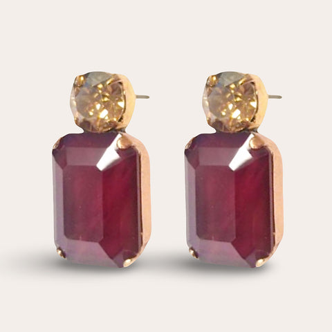 Burgundy Swarovski oorstekers – limited edition goud & bordeaux