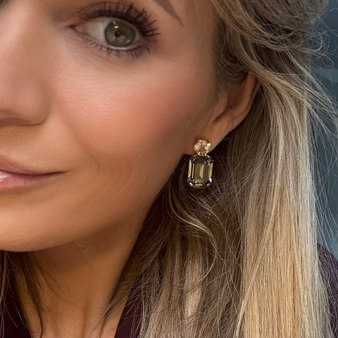 Oorstekers met zwart kristal