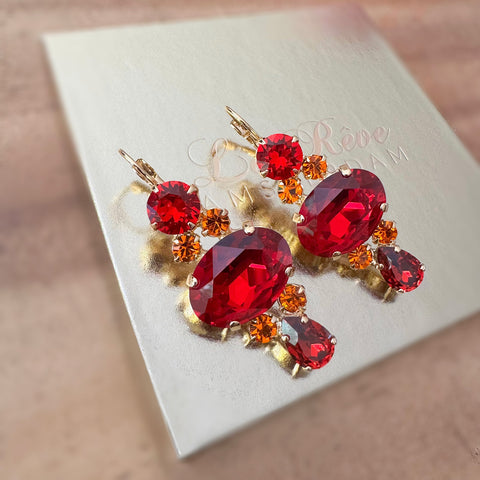 Oorbellen met rode Swarovski-stenen