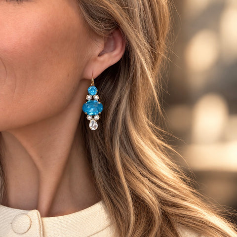 Oorbellen met teal blauwe Swarovski-stenen
