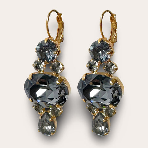 Zwarte oorbellen met Swarovski-stenen