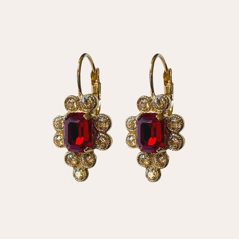 Earrings with red stones