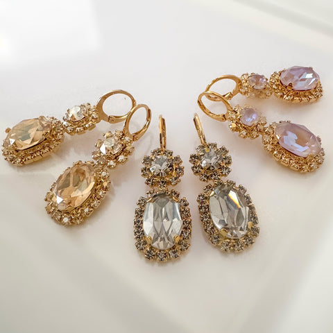Oorhangers met glimmende gouden kristalletjes