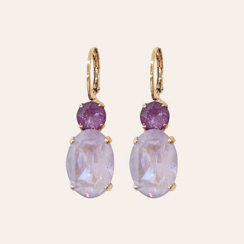 Earrings with purple crystals