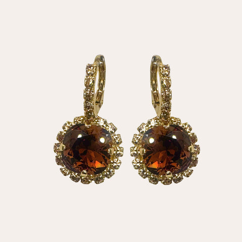 Oorhangers met donkerbruine kristallen