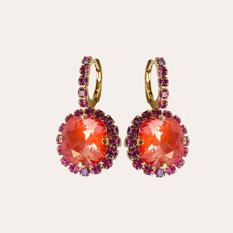 Oorhangers met oranje en fuchsia kristallen