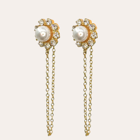 Earrings with pearl and chain (copy)