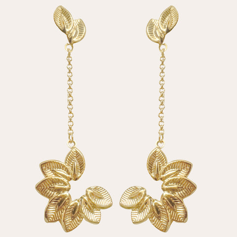 Oorbellen met kettinkje: 'The Matching Leaves'