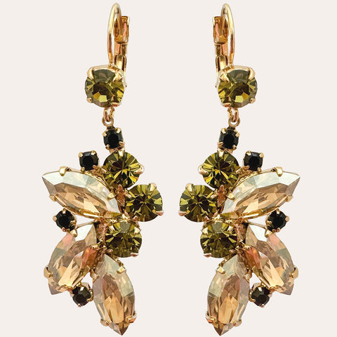 Notify me: Oorhangers met gouden en olijfgroene kristallen