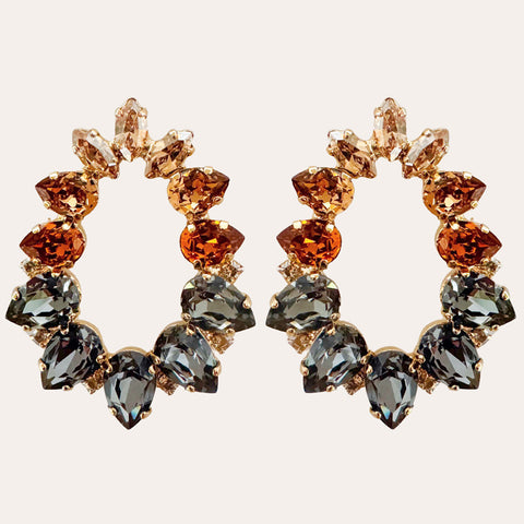 Ovale oorbellen met Leopard Swarovski kristallen