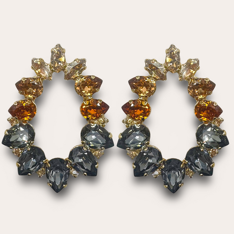 Ovale oorbellen met Leopard Swarovski kristallen