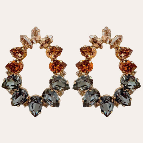 Ovale oorbellen met Leopard Swarovski kristallen