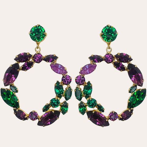 Oorstekers met grote ronde paars/groene hanger