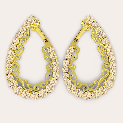 Oorbellen semi-hoops met champagne steentjes