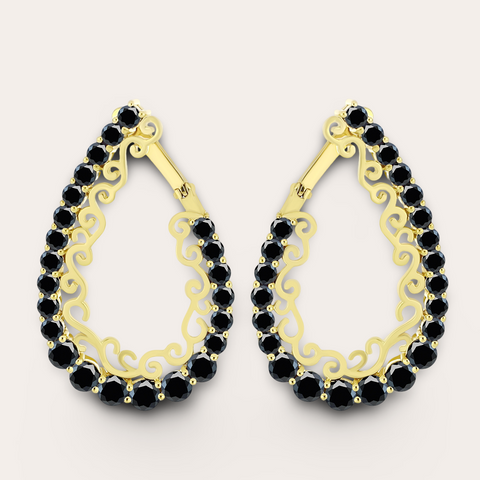 Oorbellen semi-hoops met zwarte steentjes