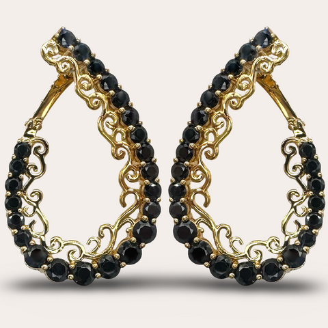 Earrings multi-stones with black stones