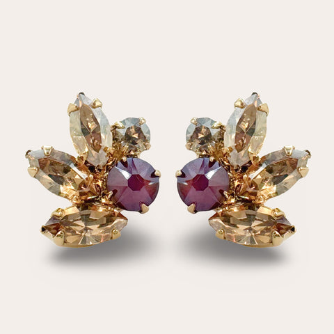 Oorstekers Bordeaux Rood met Swarovski