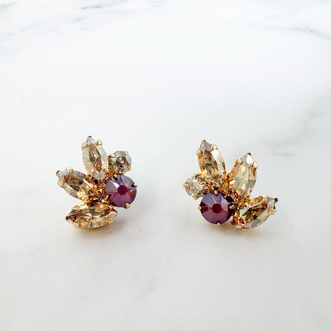 Oorstekers Bordeaux Rood met Swarovski