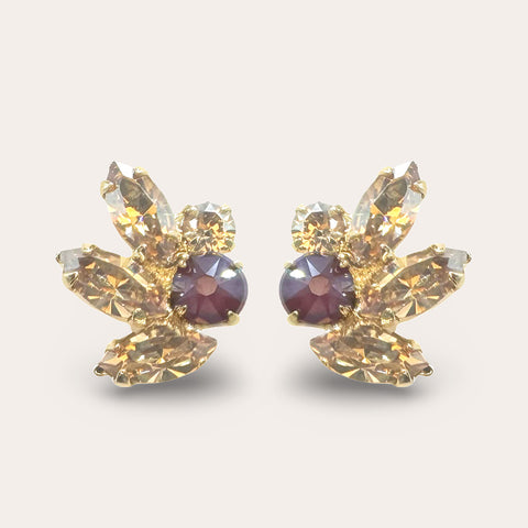 Oorstekers Bordeaux Rood met Swarovski