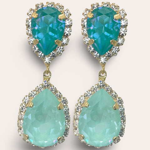 Oorbellen met mintgroene druppels