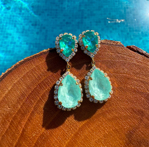 Notify me: Oorbellen met mintgroene druppels