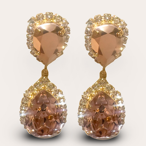Oorbellen oudroze & goud – druppel oorhangers