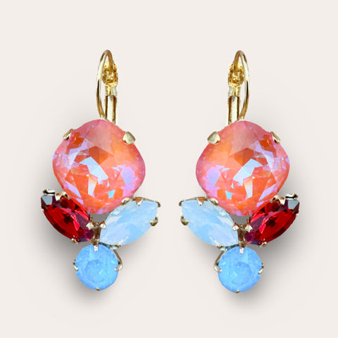 Koningsdag🇳🇱- oorhangers met oranje en rood wit blauwe kristallen