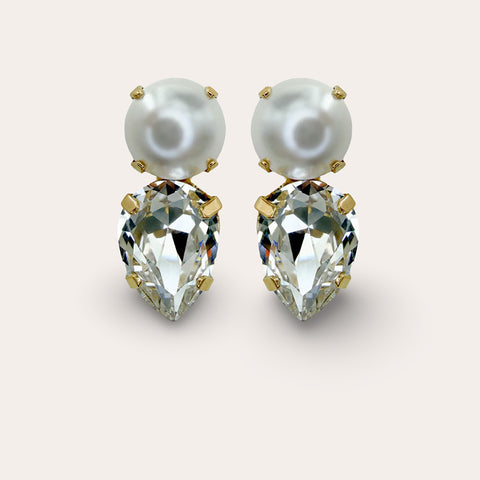 Pearl and crystal drop stud earrings