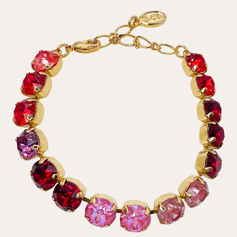 Gouden armband met rode Swarovksi-kristallen