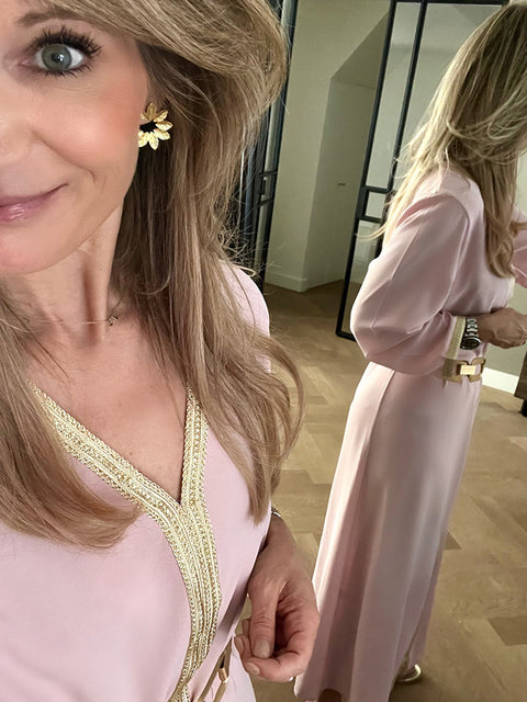 matching leaves roze jurk