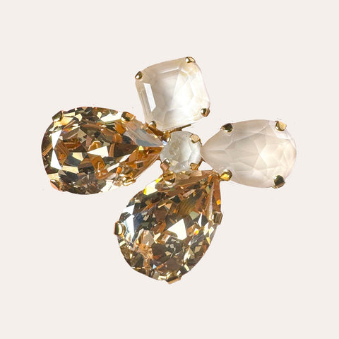 ring 5 stenen goud beige roze
