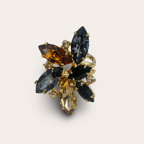 Large earrings set with 10 crystals