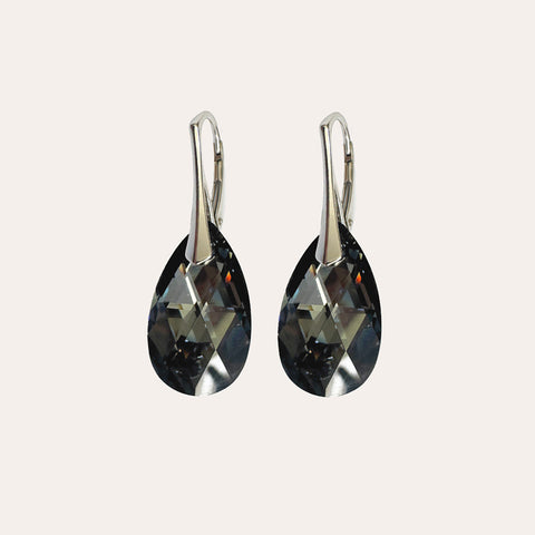 Silver earrings with pink crystal drops