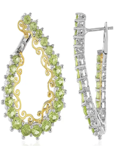 Oorbellen semi-hoops met champagne steentjes